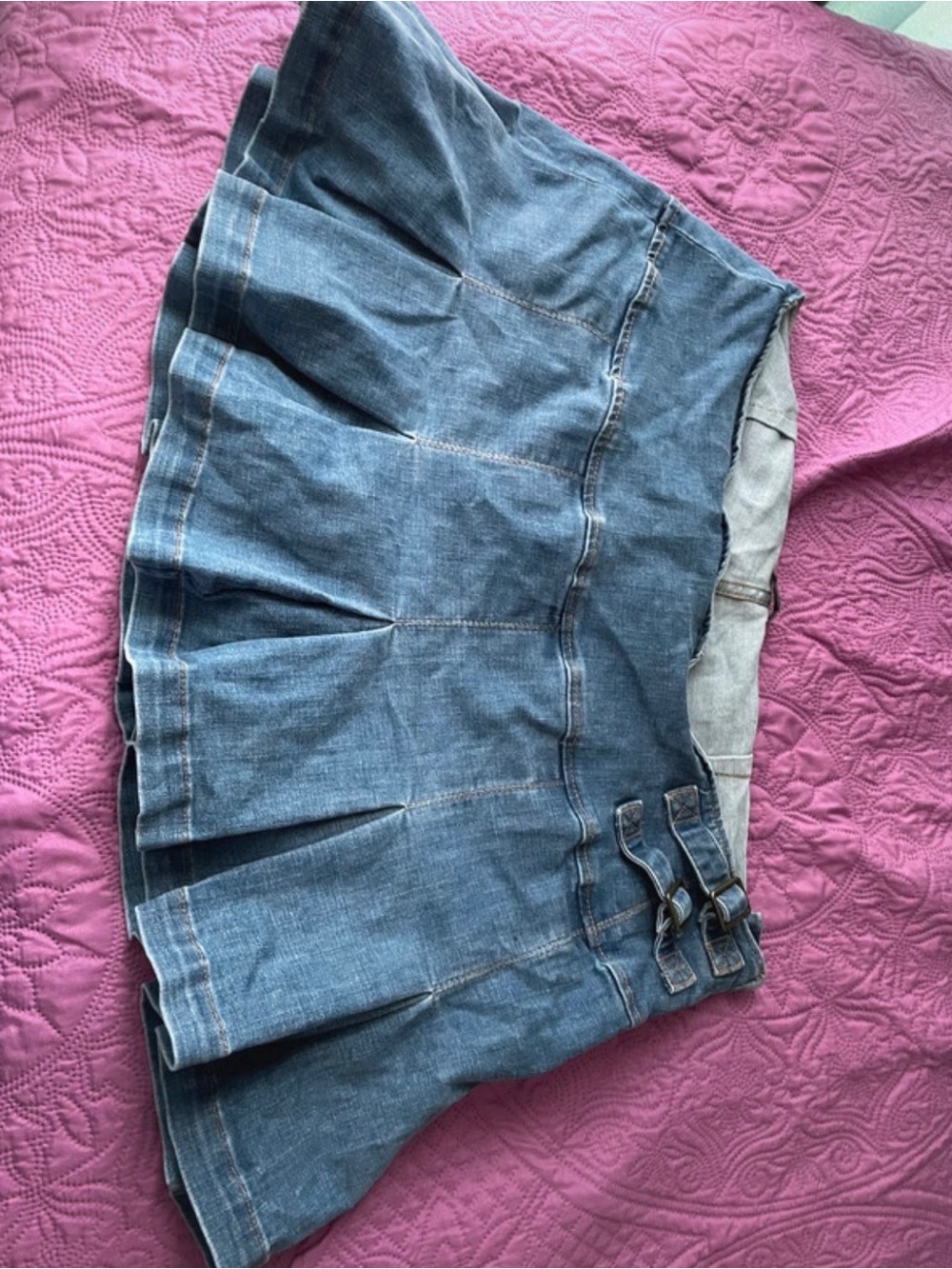 Target Denim Pleated Mini Skirt in Blue